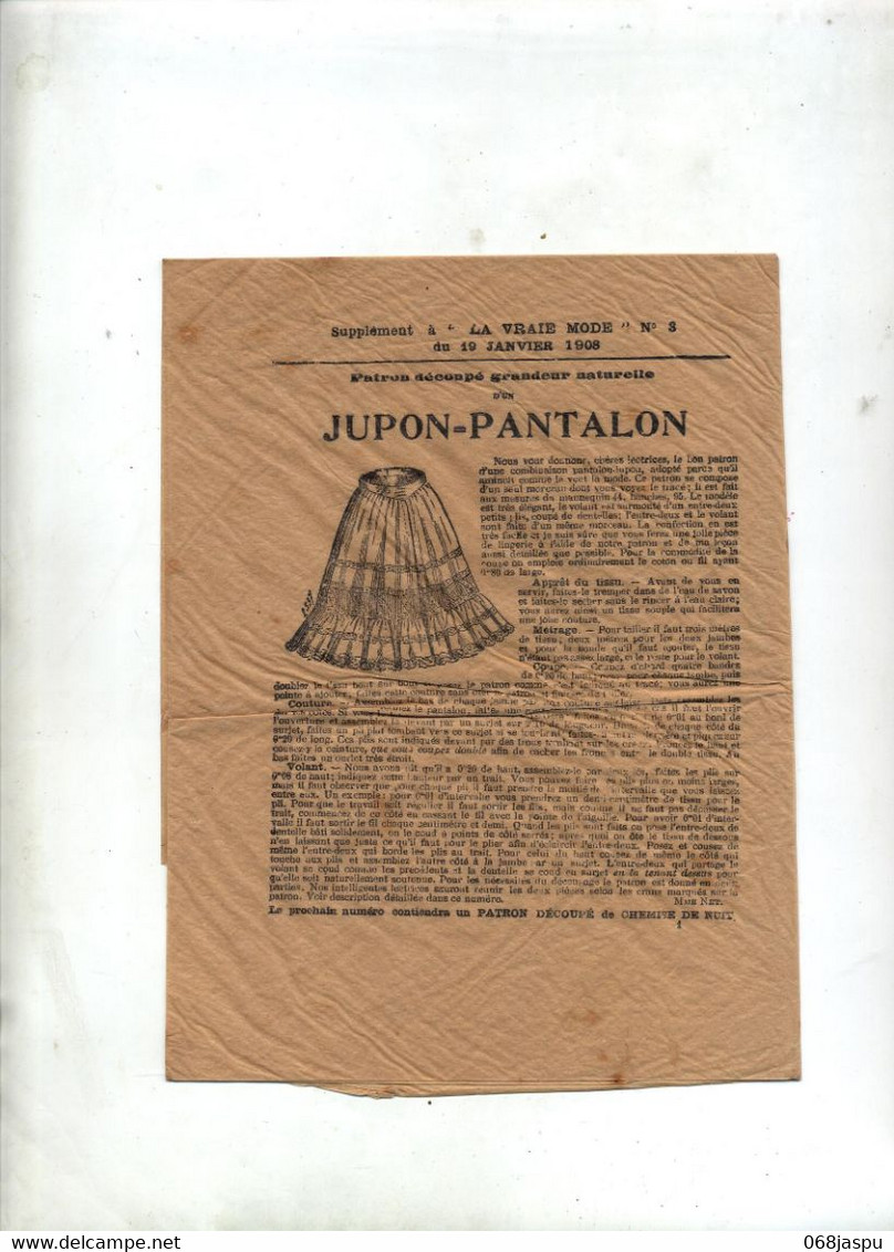 Patron Jupon Pantalon 1908 - Cartamodelli