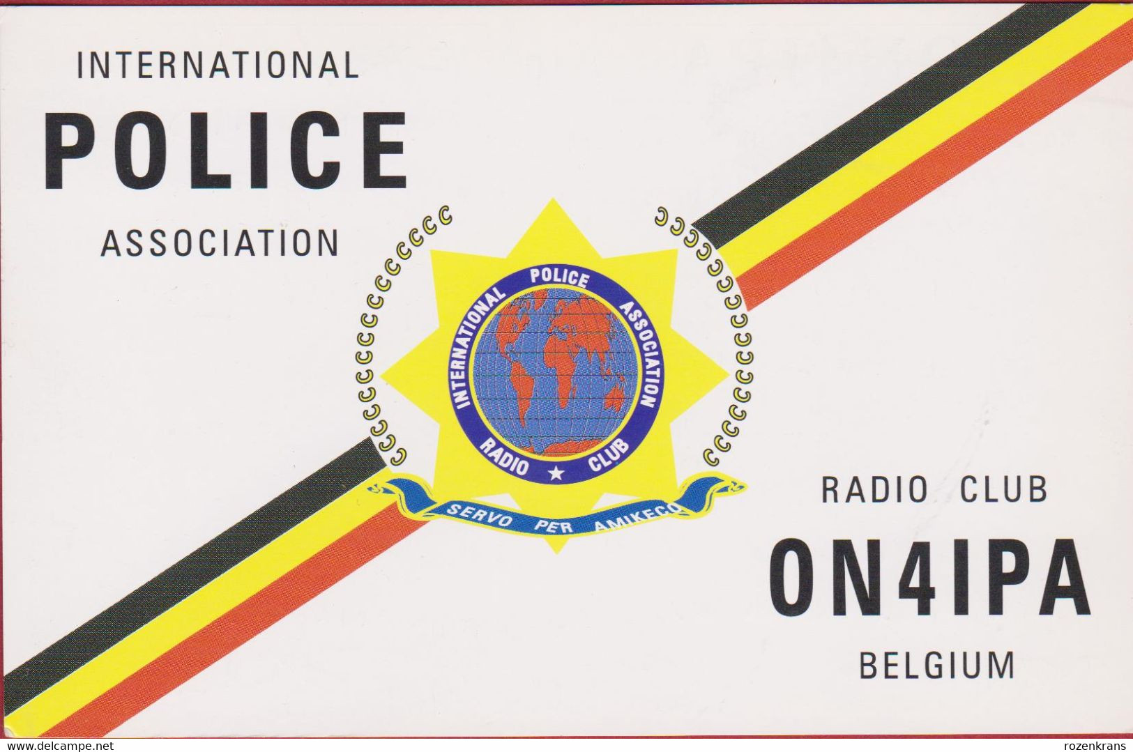 QSL Card Amateur Radio CLUB Funkkarte Politie International POLICE Association Belgium 1995 Polizei - Amateurfunk