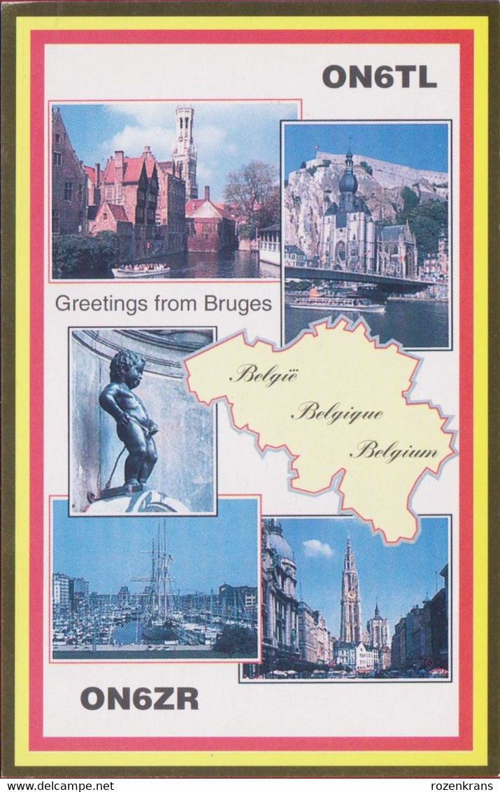 QSL Card Amateur Radio Station Funkkarte Brugge Greetings From Bruges Manneken Pis Dinant Antwerpen 1996 - Amateurfunk