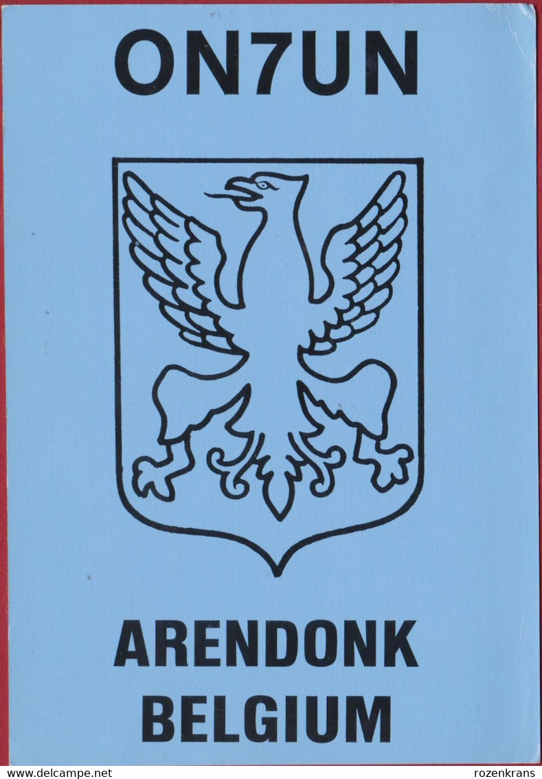 QSL Card Amateur Radio Station Arendonk Belgium Eddy Jespers 1988 Funkkarte Heraldiek Heraldry Wapen Weapon Waffen - Radio Amateur