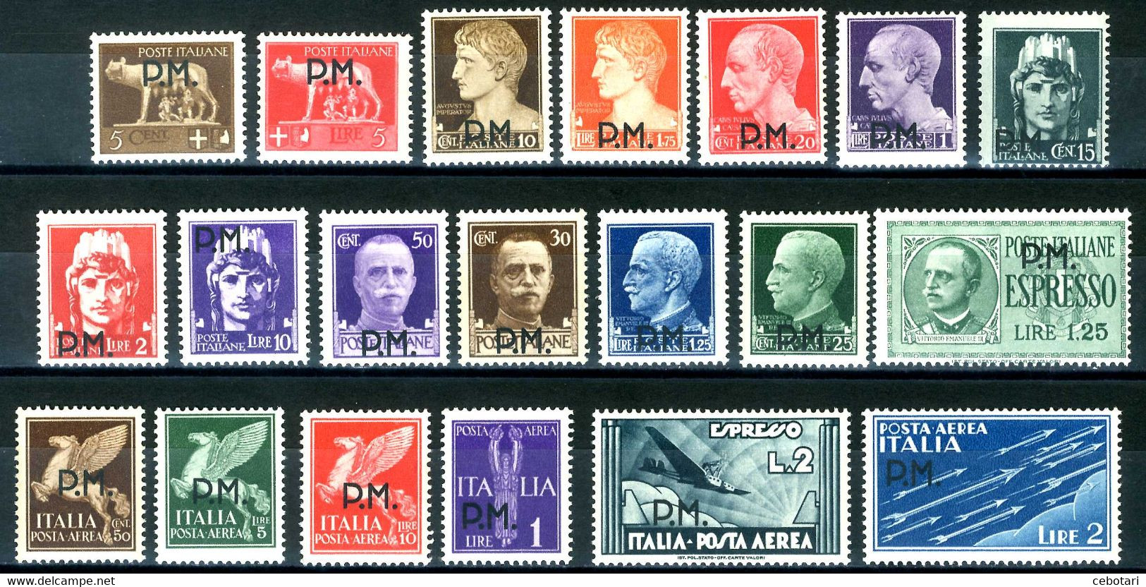 ITALIA / ITALY 1942** - Posta Militare - Serie Imperiale Soprastampata - 20 Val. MNH, - Military Mail (PM)