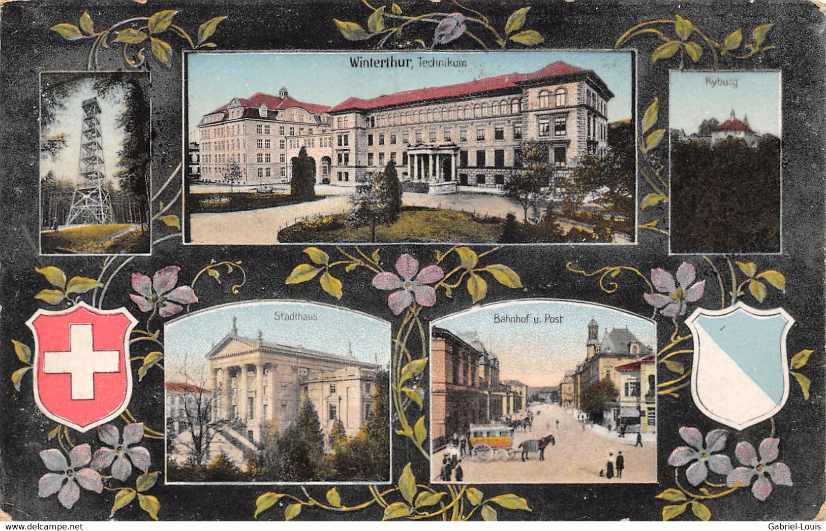 Winterthur - Technikum - Kyburg - Bahnoh U. Post Stadthaus - 1913 - Winterthur