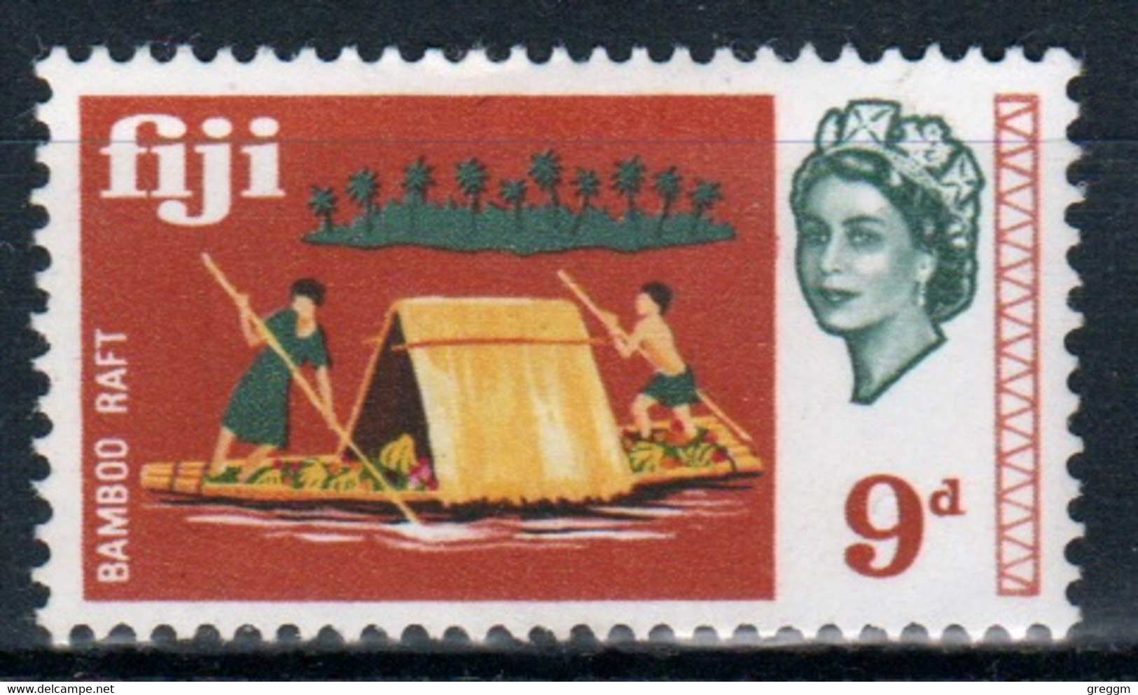 Fiji 1968 Queen Elizabeth 9d Single Definitive Stamp. - Fidschi-Inseln (...-1970)