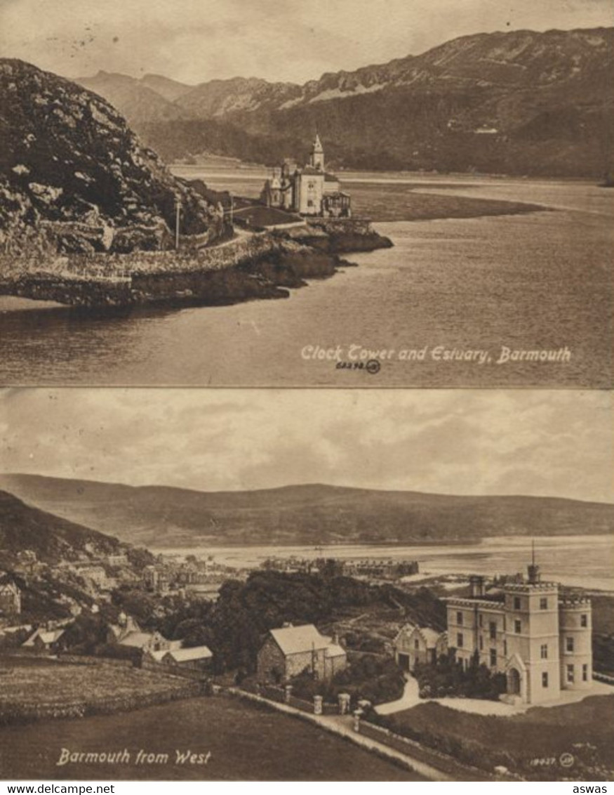 2 PCs: CLOCK TOWER AND ESTUARY & BARMOUTH From The WEST, WALES Pu1914 - Cardiganshire