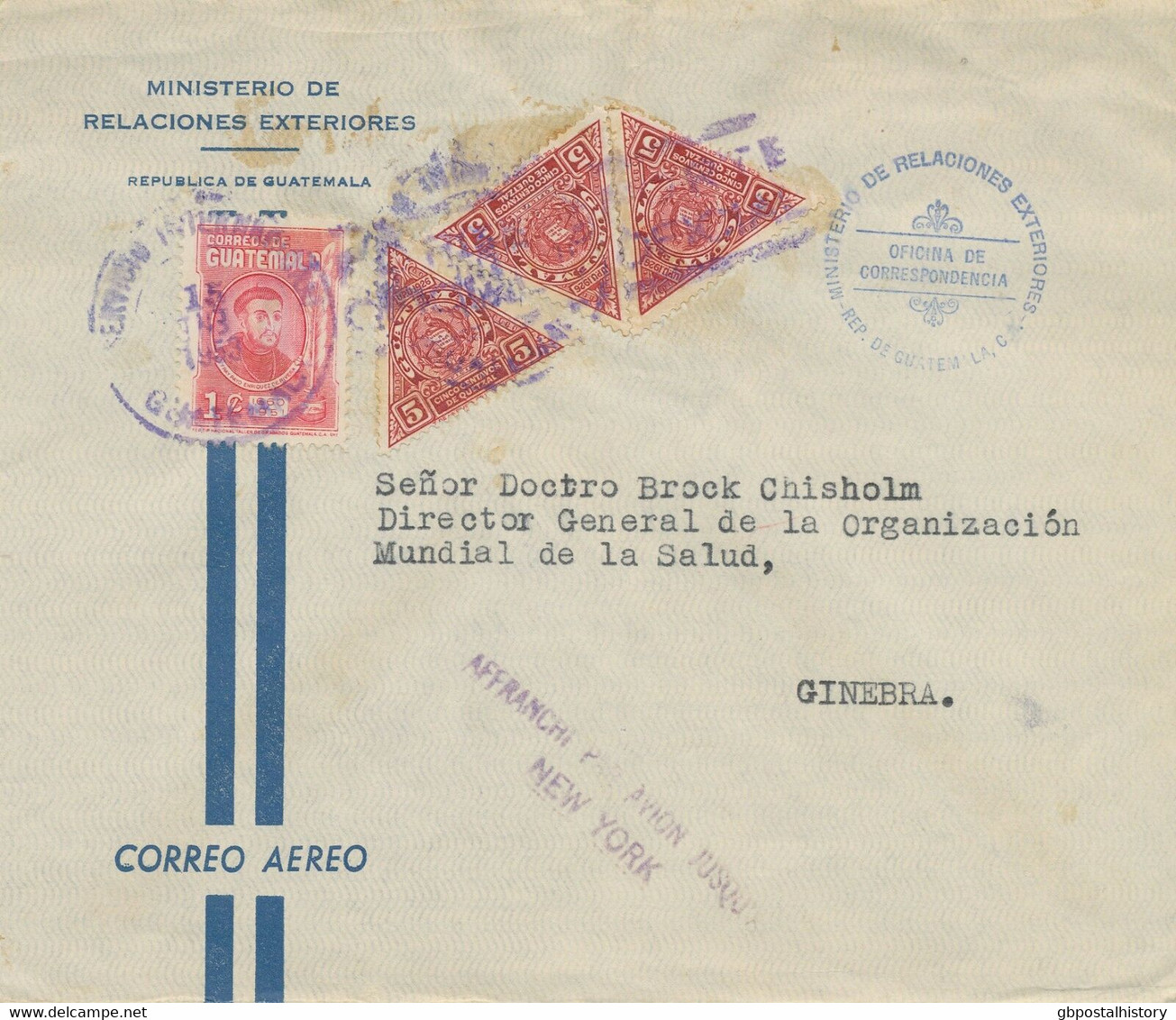 GUATEMALA 1953, "AFFRANCHI PAR AVION JUSQU'A / NEW YORK" Selt. L2 A. Kab.-Lupo - Guatemala