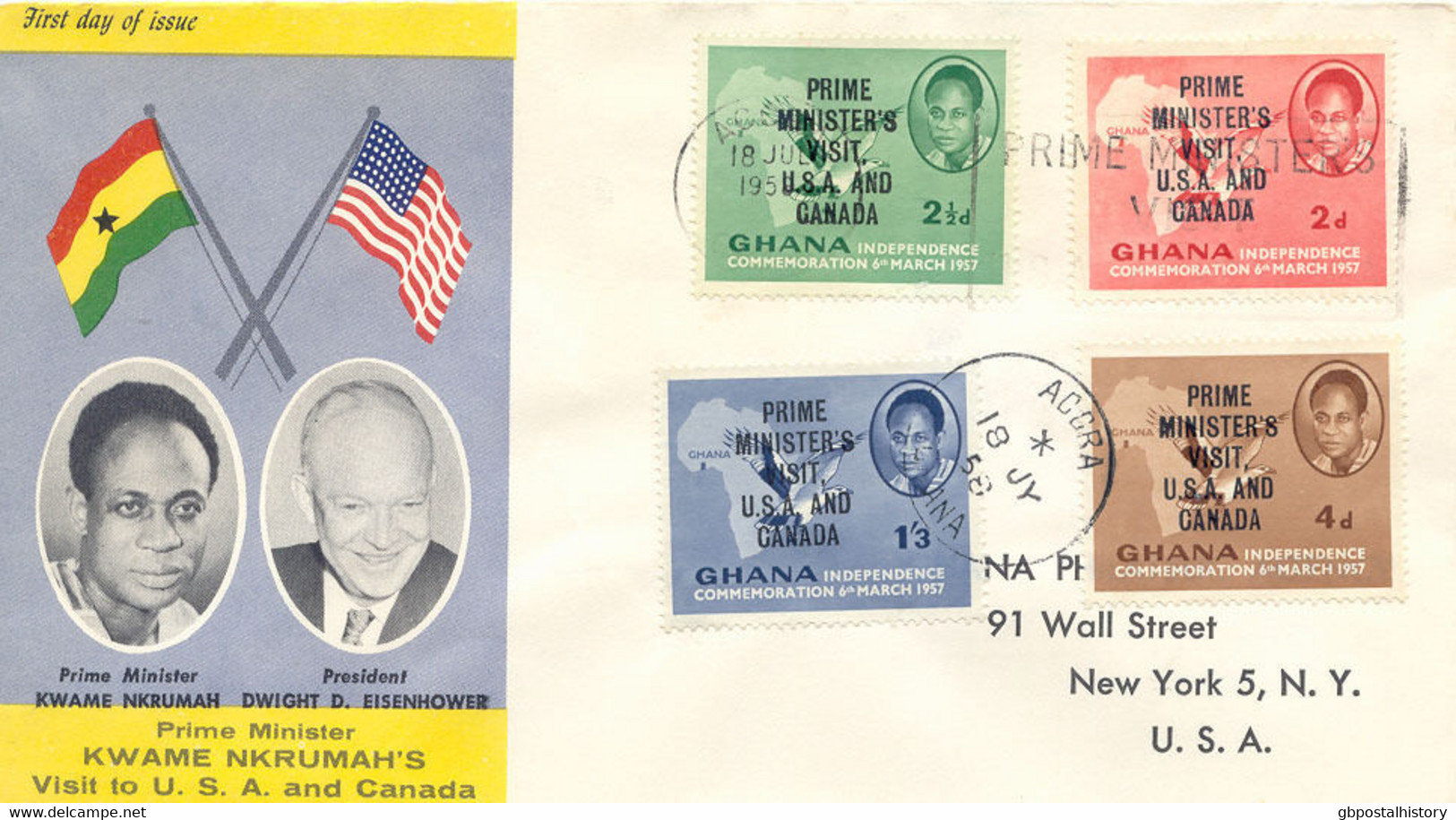 GHANA 1958 Dr. Kwame Nkrumah - Prime Ministers Visit In USA And Canada FDC - Ghana (1957-...)