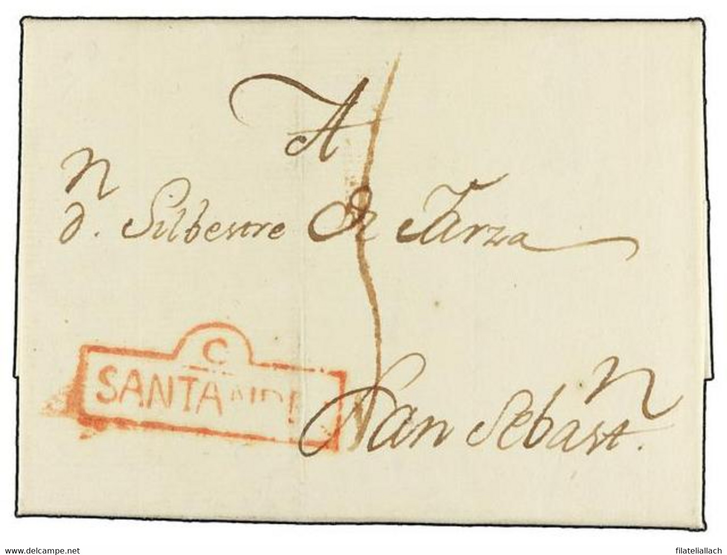 SPAIN: PREPHILATELIC MARKS  DP09 MONTAÑAS DE SANTANDER - ...-1850 Prefilatelia