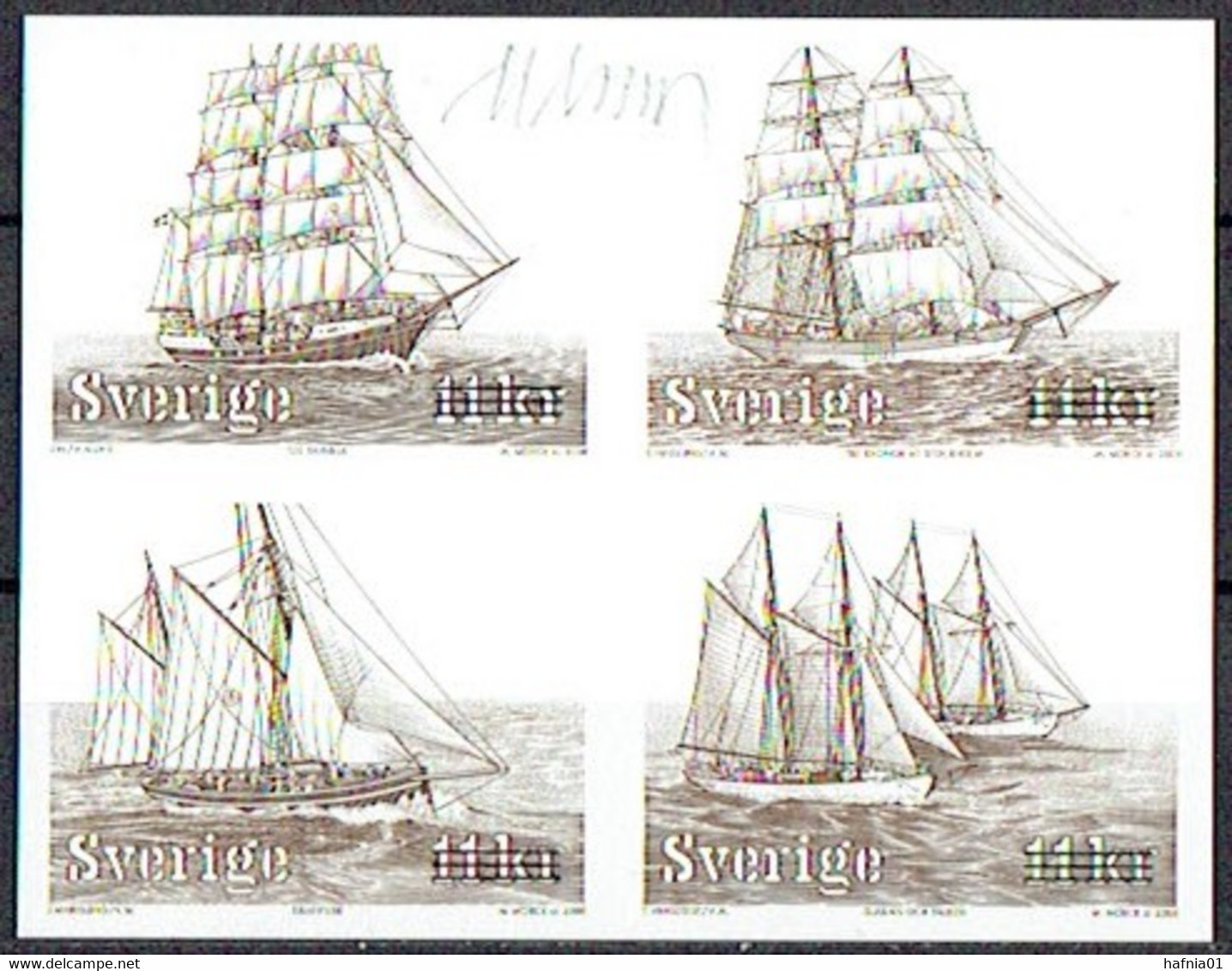 Martin Mörck. Sweden 2007. Sailing Ships. Blackprint.  Signed. - Probe- Und Nachdrucke