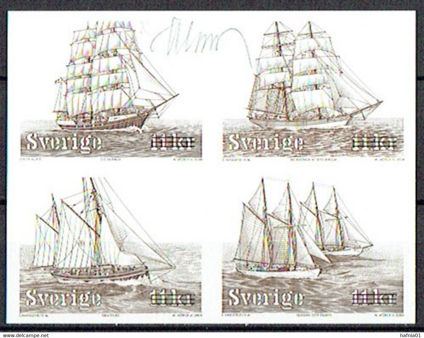 Martin Mörck. Sweden 2007. Sailing Ships. Blackprint.  Signed. - Probe- Und Nachdrucke