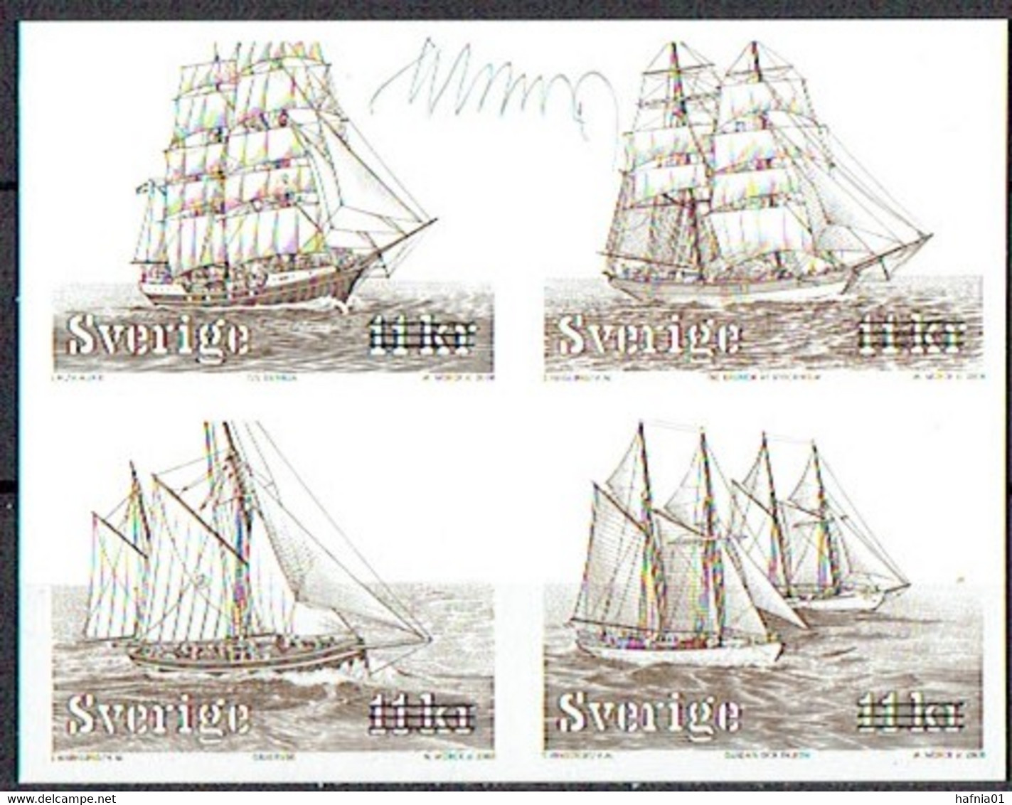 Martin Mörck. Sweden 2007. Sailing Ships. Blackprint. Signed. - Probe- Und Nachdrucke