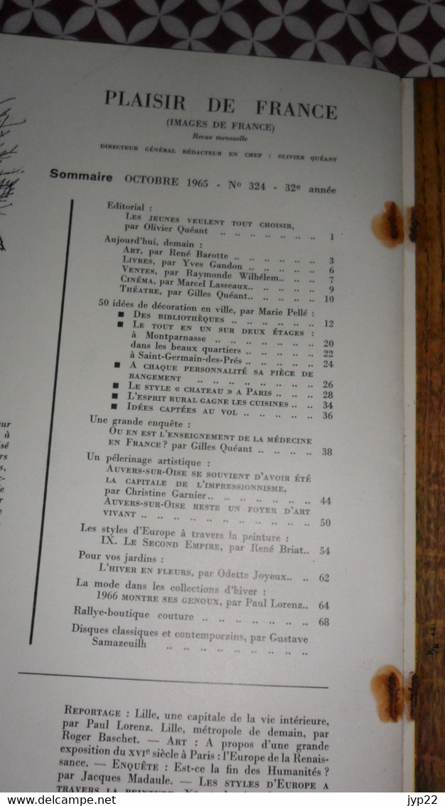 Revue Plaisir De France Octobre 1965 Décoration Ameublement Architecture Mobilier Voyage Jardin Publicité ... Vintage - Haus & Dekor