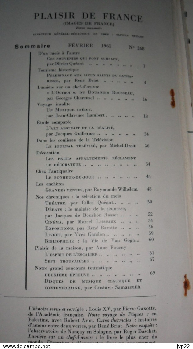 Revue Plaisir De France Février 1961 Décoration Ameublement Architecture Mobilier Voyage Jardin Publicité ... Vintage - Maison & Décoration