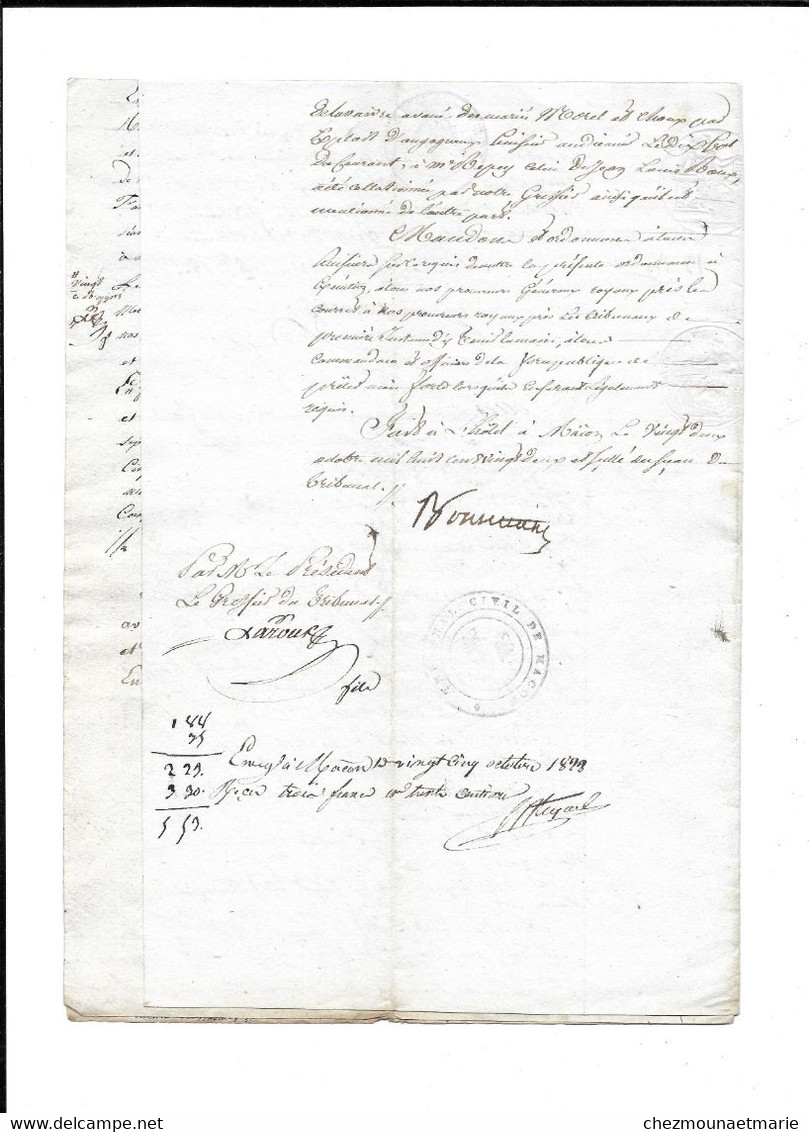 1822 MACON - JUGEMENT ENTRE MOREL CHOUX (SAINT TRIVIER DE COURTES) ROUX GUILLET (ROMENAY) - DOCUMENT DE 6 PAGES - Documents Historiques