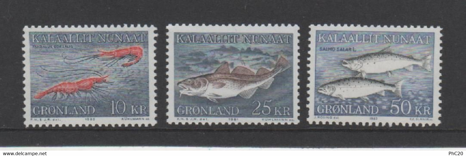 GROENLAND - Série Courante "Faune" - 3 Valeurs ** - 1981-1983 - Yvert  117 121 128  (Cote 37 €) - Altri & Non Classificati