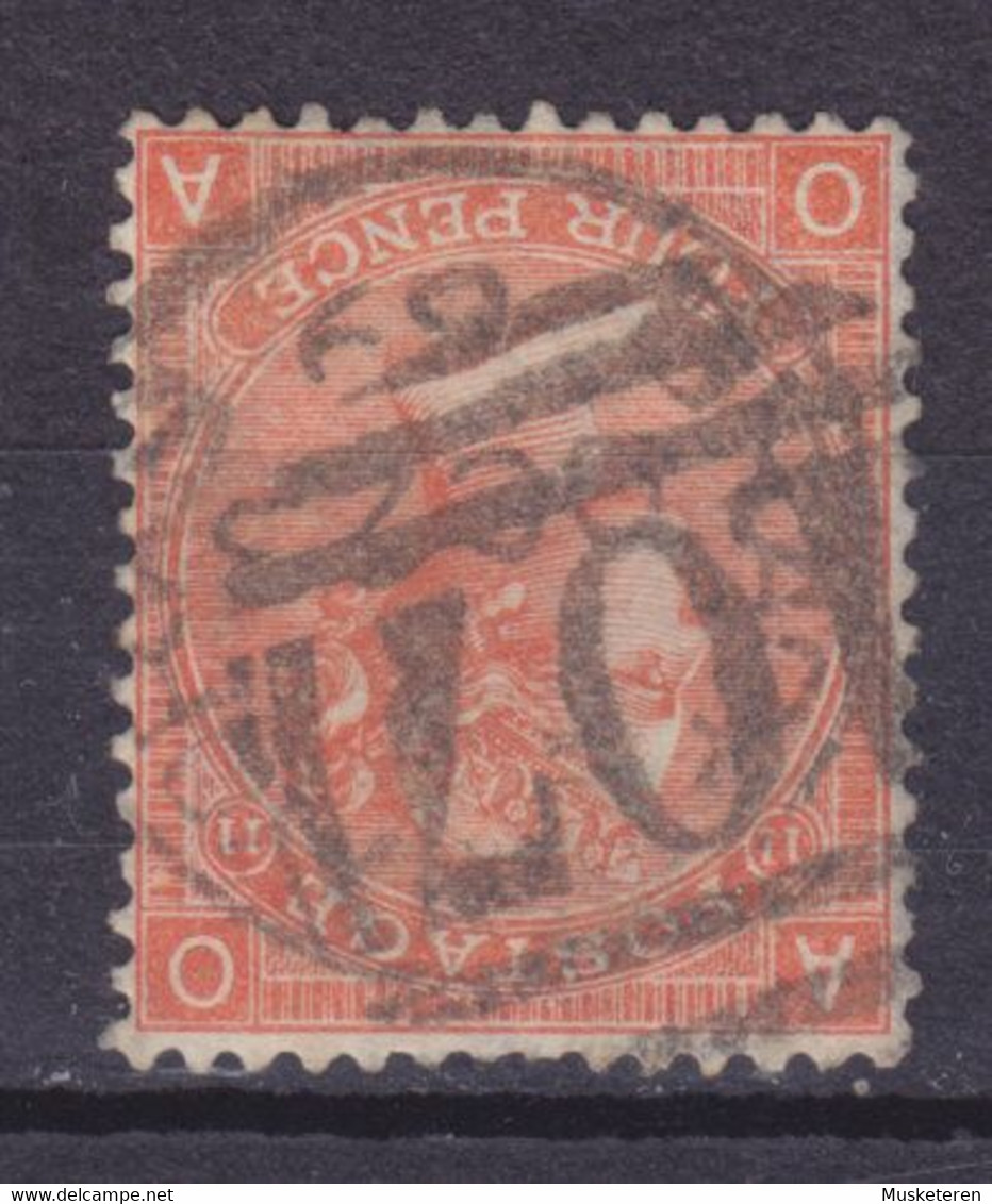Great Britain 1869 SG. 94 (Mi. 24)   4d. Victoria (Plate 11) 'A-O' 'O-A' ERROR Variety Watermark Inverted !! (2 Scans) - Variétés, Erreurs & Curiosités