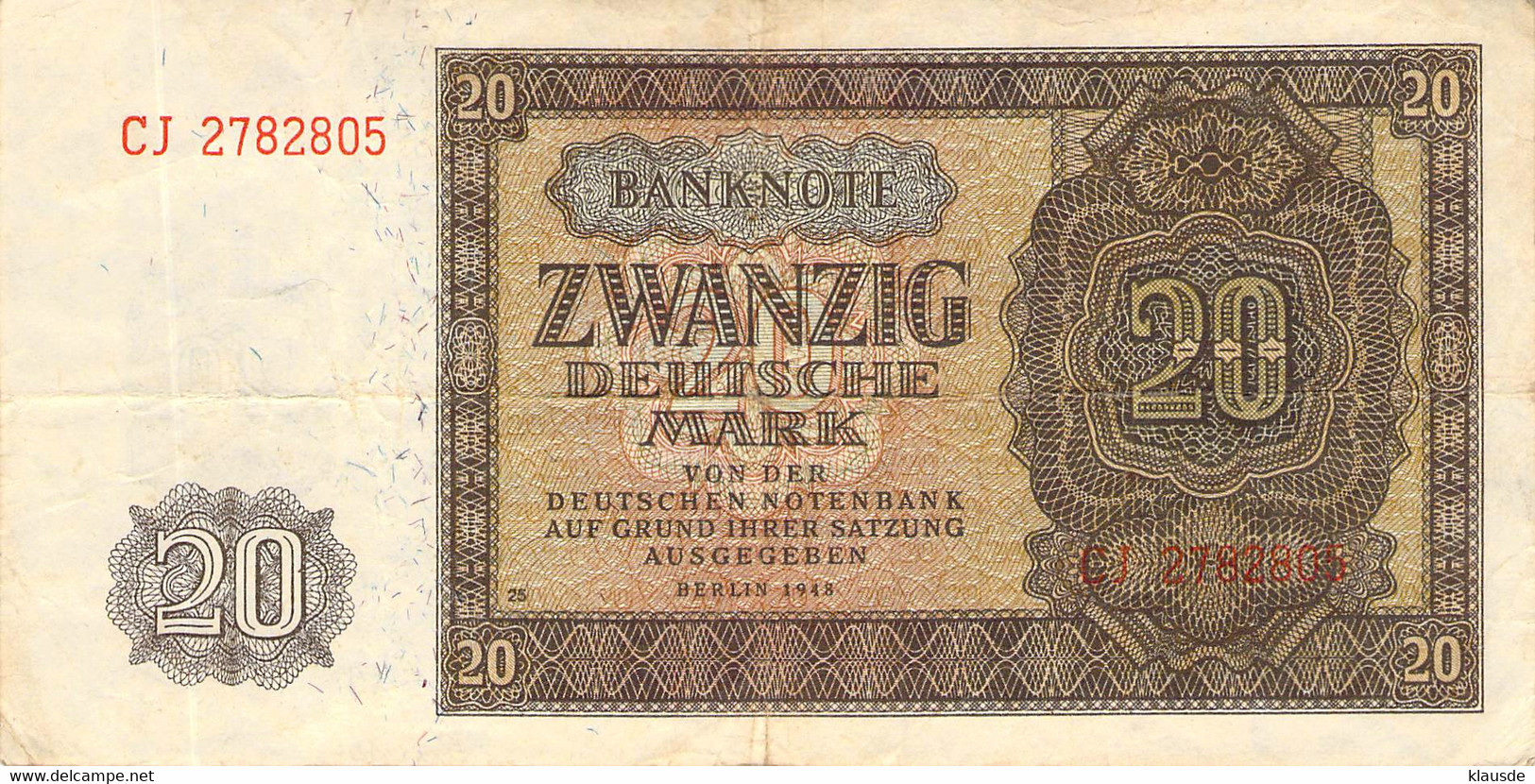 20 DM Berlin 1948 VF/F III II (Pick 313) - 20 Mark