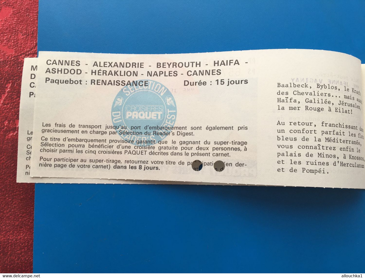 CROISIERE PAQUET✔️ORIENT LÉGENDAI-lire...Permis Circulation Titre De Transport-Ticket Simple-☛Billet Embarquement Bâteau - Wereld