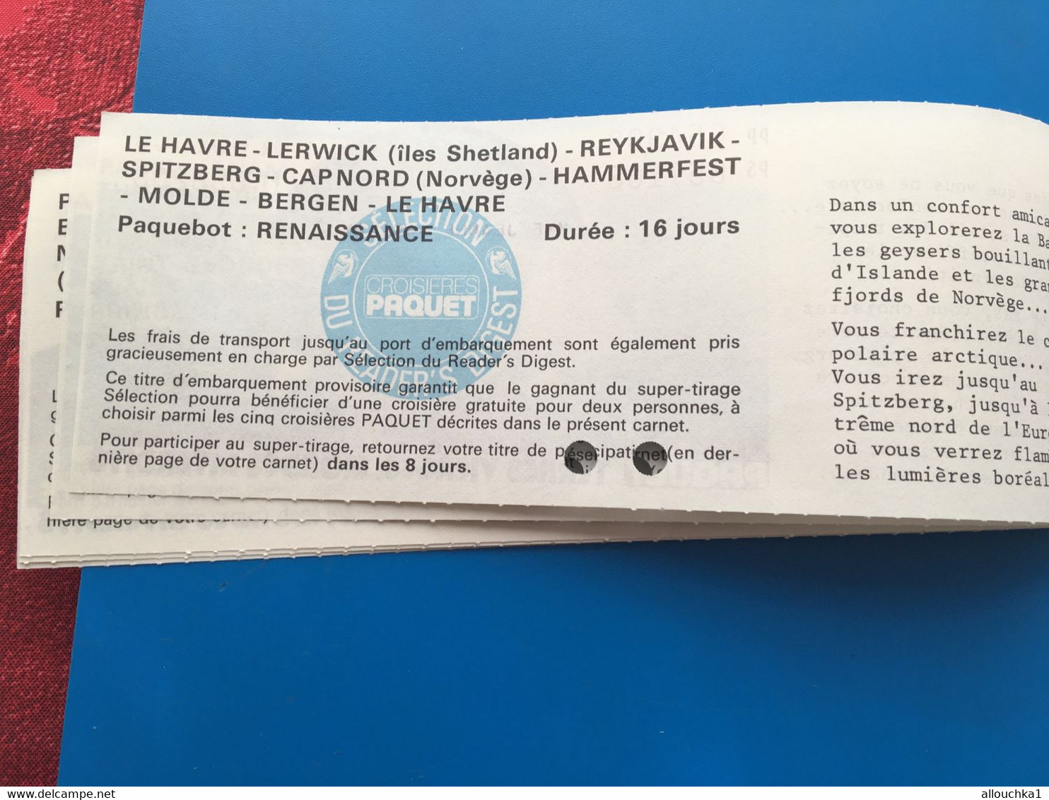 CROISIERE PAQUET✔️SPITZBERG ÉTINCELANT Permis Circulation Titre De Transport-Ticket Simple-☛Billet Embarquement Bâteau - Wereld