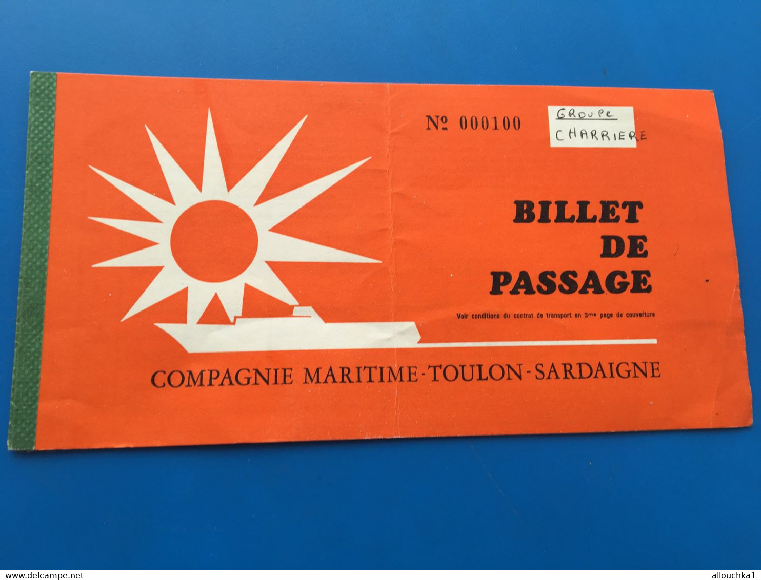 CIE MARITIME✔️TOULON / SARDAIGNE-PAQUEBOT-Permis Circulation Titre Transport-Ticket Simple-☛Billet Embarquement Bâteau - Europa