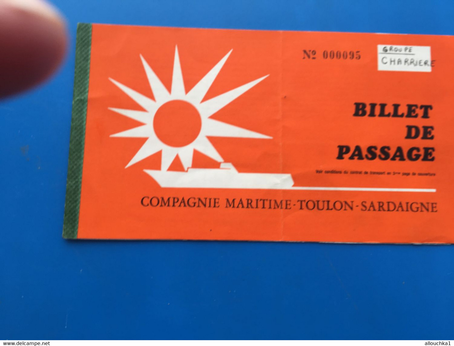 CIE MARITIME✔️TOULON / SARDAIGNE-PAQUEBOT-Permis Circulation Titre transport-Ticket simple-☛Billet Embarquement Bâteau