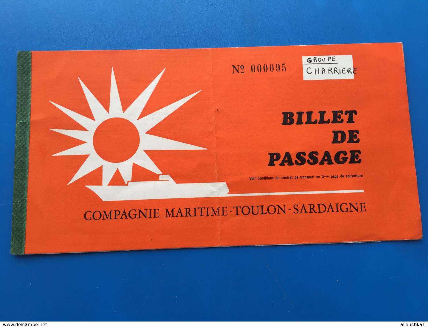 CIE MARITIME✔️TOULON / SARDAIGNE-PAQUEBOT-Permis Circulation Titre Transport-Ticket Simple-☛Billet Embarquement Bâteau - Europa