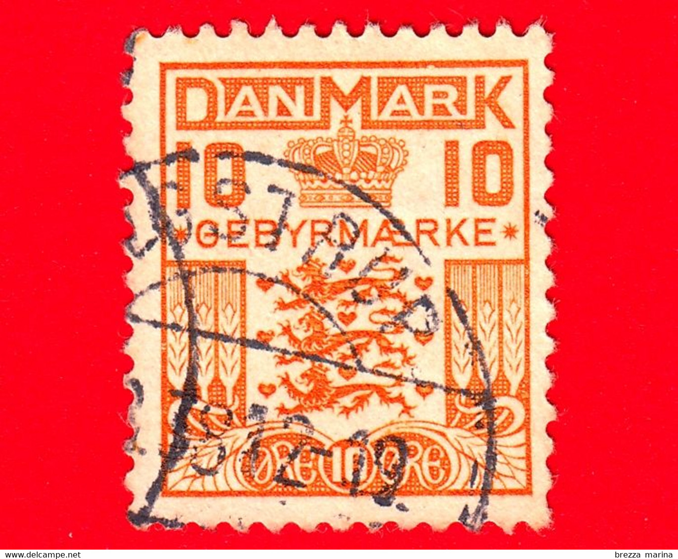 DANIMARCA - Danmark - Usato - 1934 - Tasse Postali - Marche Da Bollo - Corone E Diademi - Crest And Crown - 10 - Fiscale Zegels