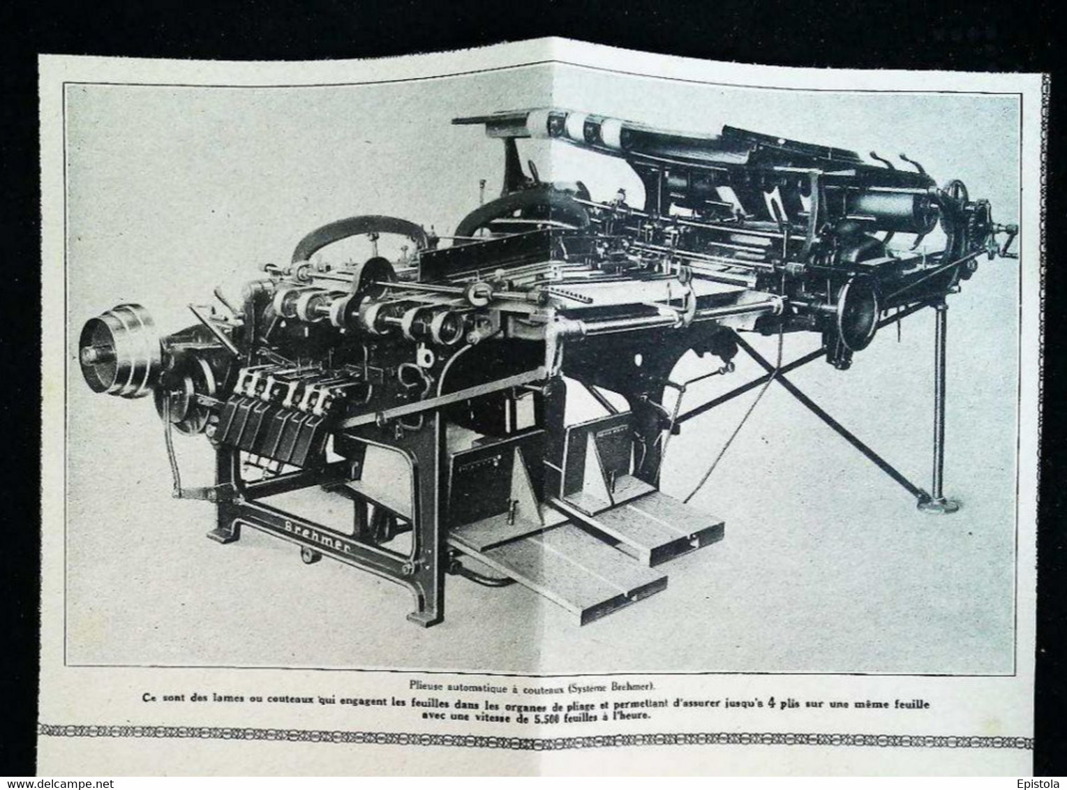 ►  Imprimerie - Machine Plieuse Automatique Ets BREHMER    - Coupure De Presse Originale Début XXe (Encadré Phot - Maschinen