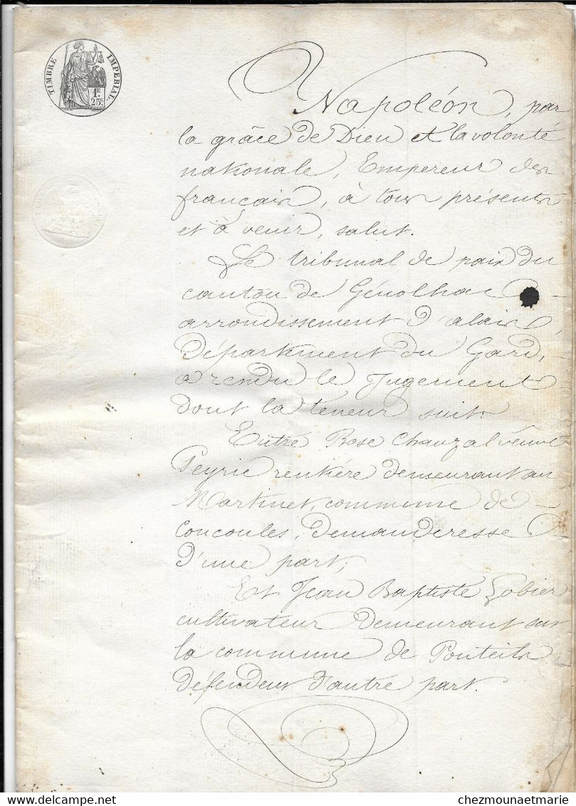 1841 1858 1868 BRESIS - FAMILLE LOBIER - LOT DE 3 DOCUMENTS DONT JUGEMENT AVEC CHAUZAL, QUITTANCE ET RECU - Documents Historiques