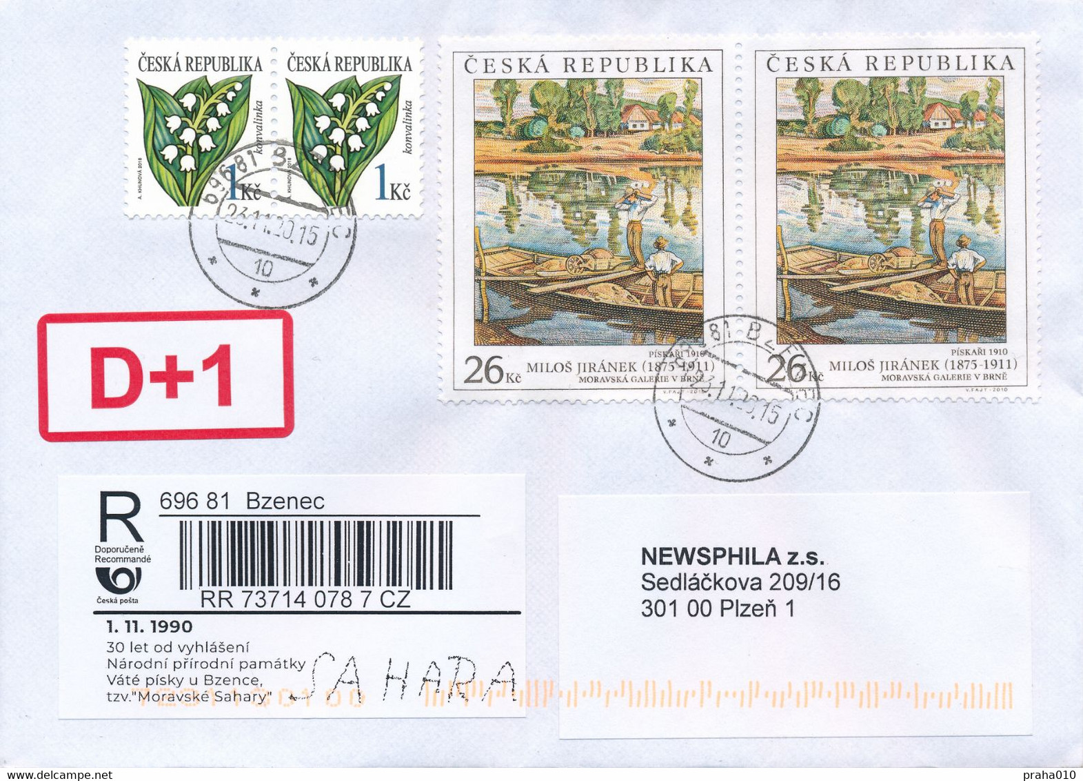 Czech Rep. / Comm. R-label (2020/58) Bzenec: National Natural Monument "Blown Sands" - Moravian Sahara (X0179) - Cartas & Documentos