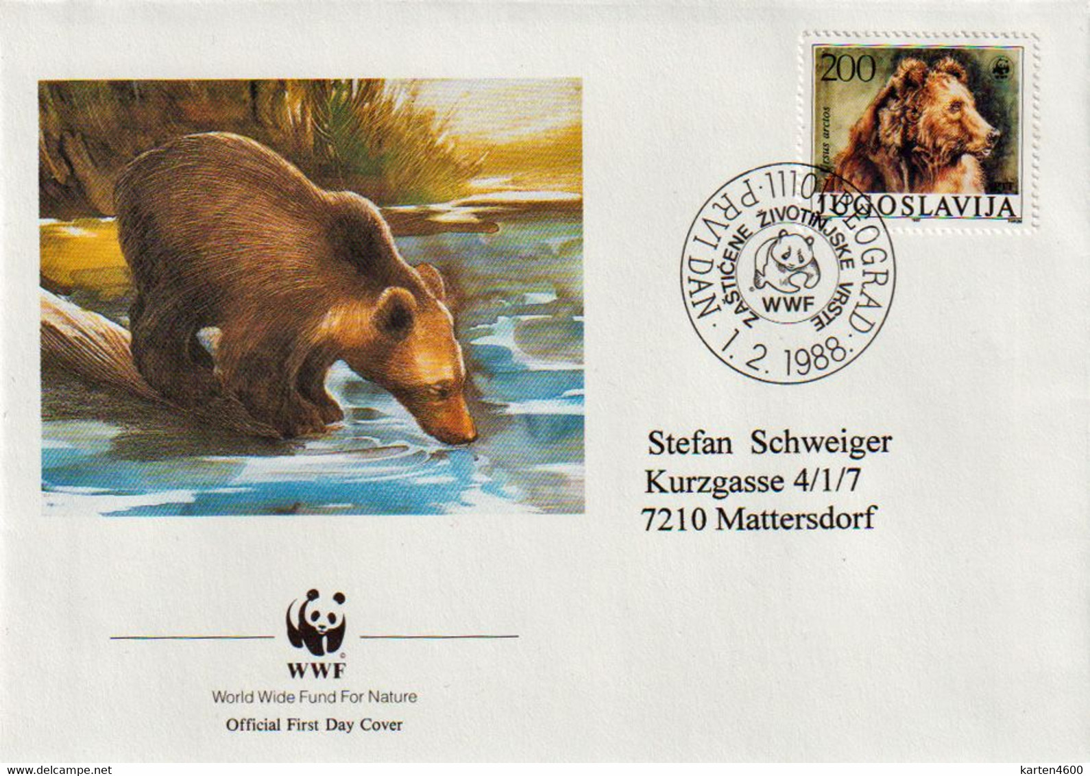 Ersttagsbrief  1988 WWF - Sonstige & Ohne Zuordnung