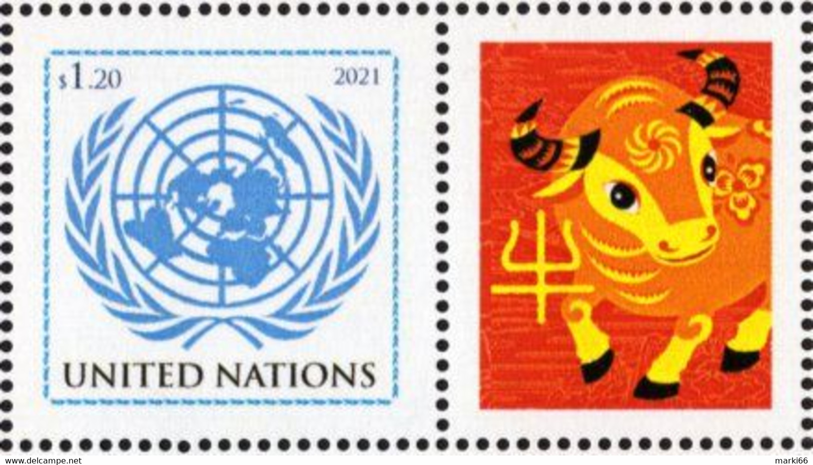 United Nations - New York - 2021 - Lunar New Year Of The Ox - Mint Personalized Stamp - Nuevos