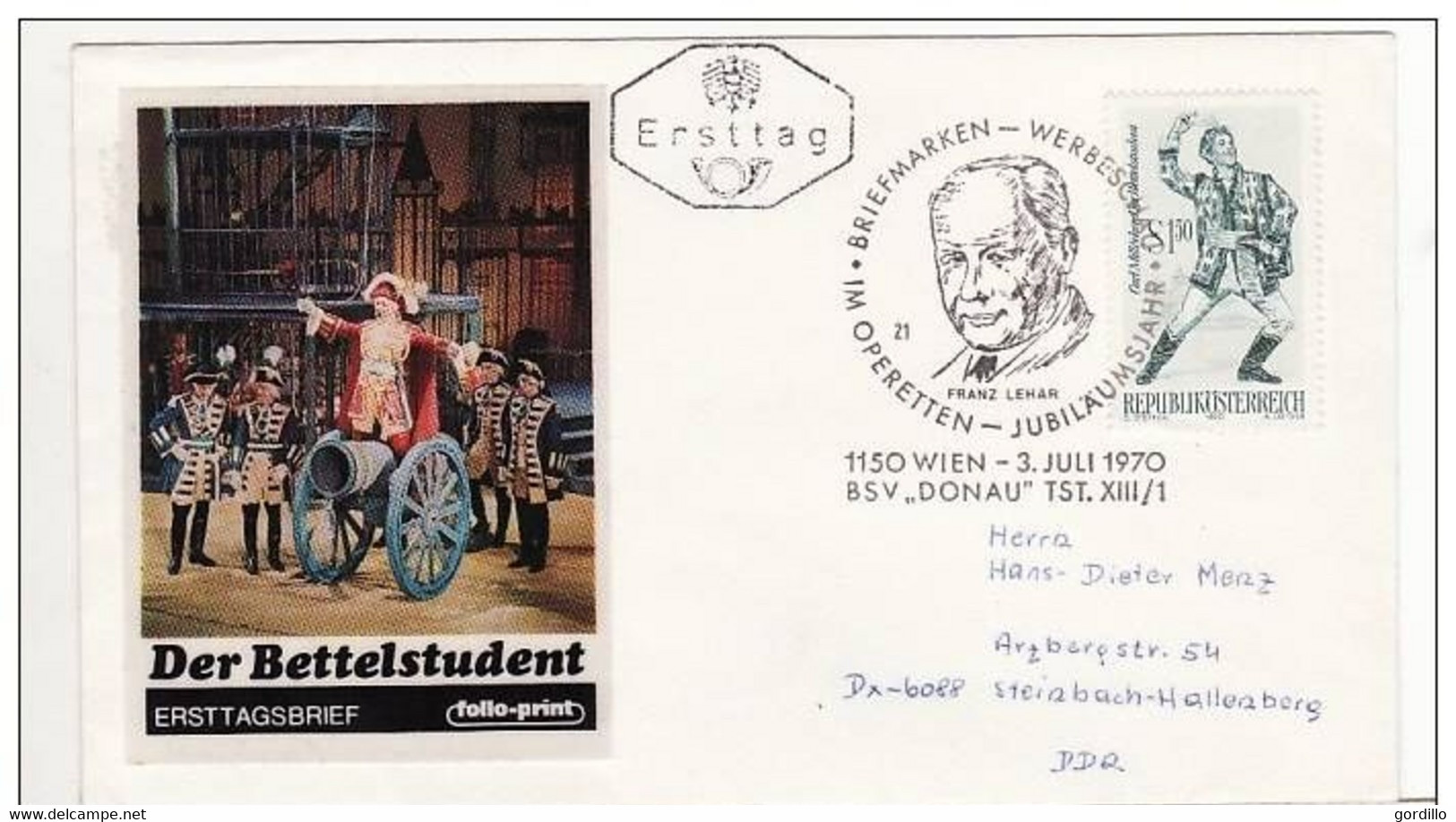 FDc Osterreich 1970 Der Bettelstudent. - FDC