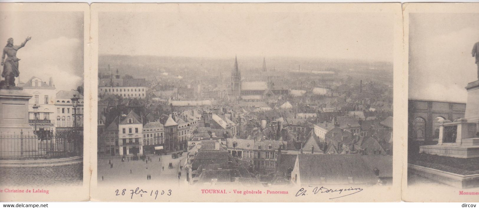 Doornik/Tournai - Triptiek/Drieluik  (gelopen Met Zegel) (licht Beschadigde Staat Maar ZELDZAAM) - Tournai