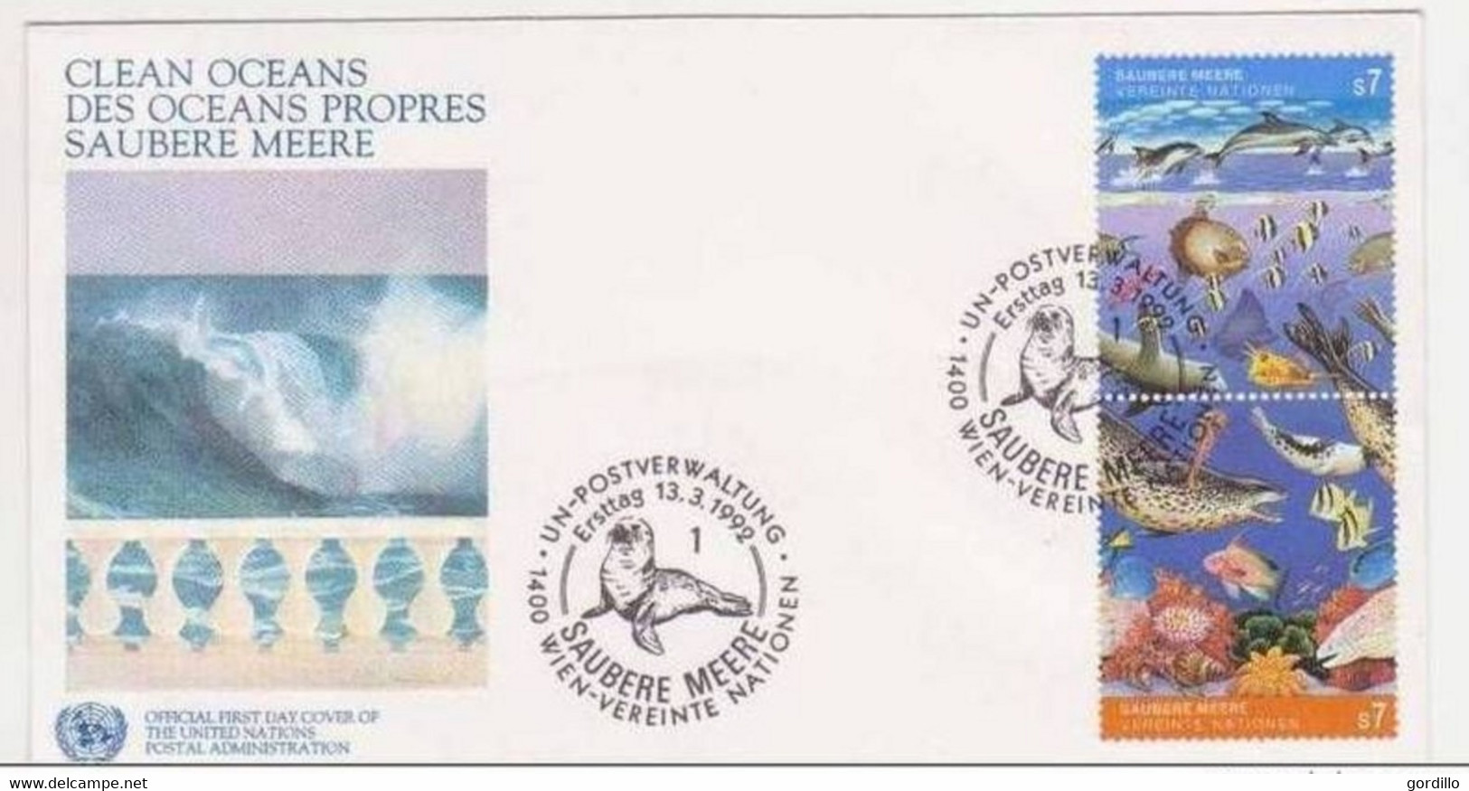 FDC Clean Oceans ONU Dauphin Poisson Lune Phoque Murene ... - FDC