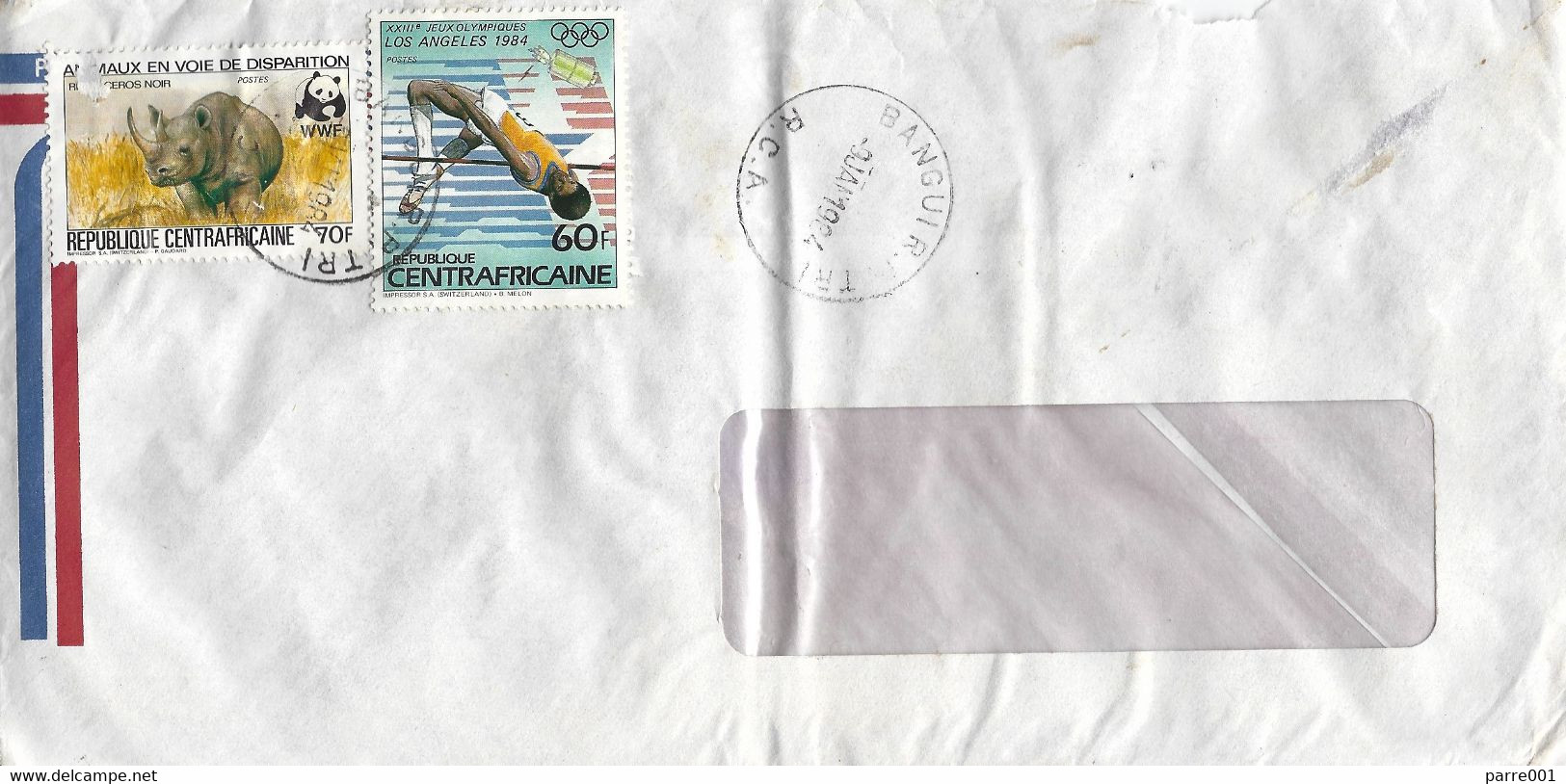 Centrafrique RCA 1984 Bangui Western Black Rhino WWF High Jump Cover - Lettres & Documents