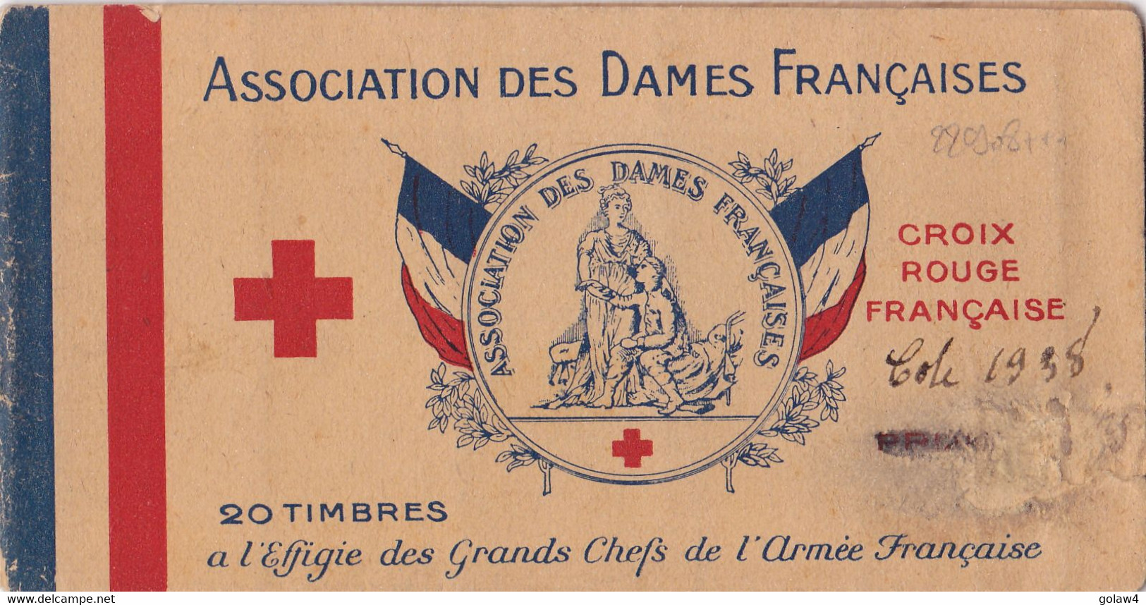 22908# CARNET COMPLET ASSOCIATION DES DAMES FRANCAISES GRANDS CHEFS ARMEE CROIX ROUGE VIGNETTE CINDERELLA - Red Cross