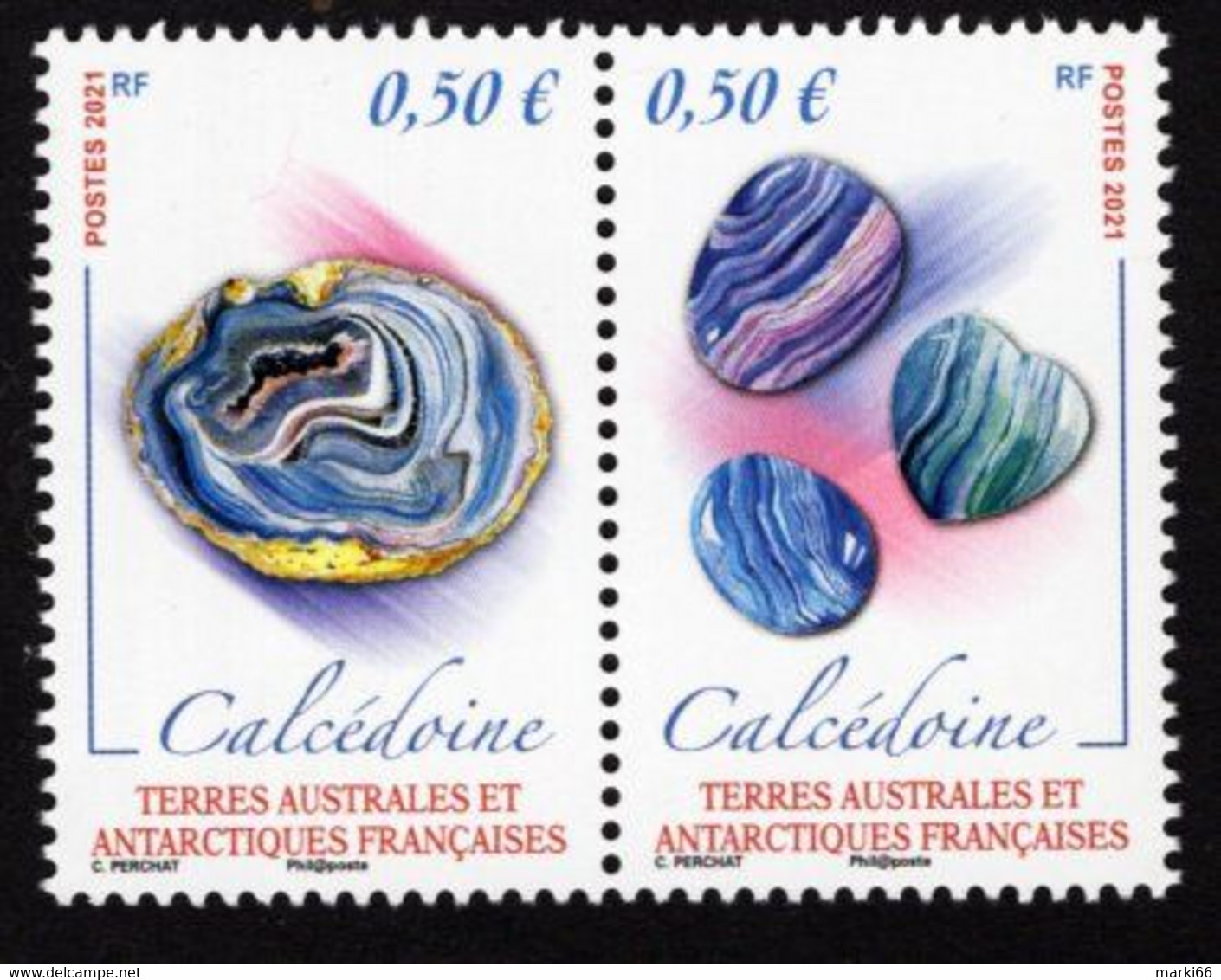 TAAF - 2021 - Minerals - Chalcedony - Mint Stamp Set With Varnish - Neufs