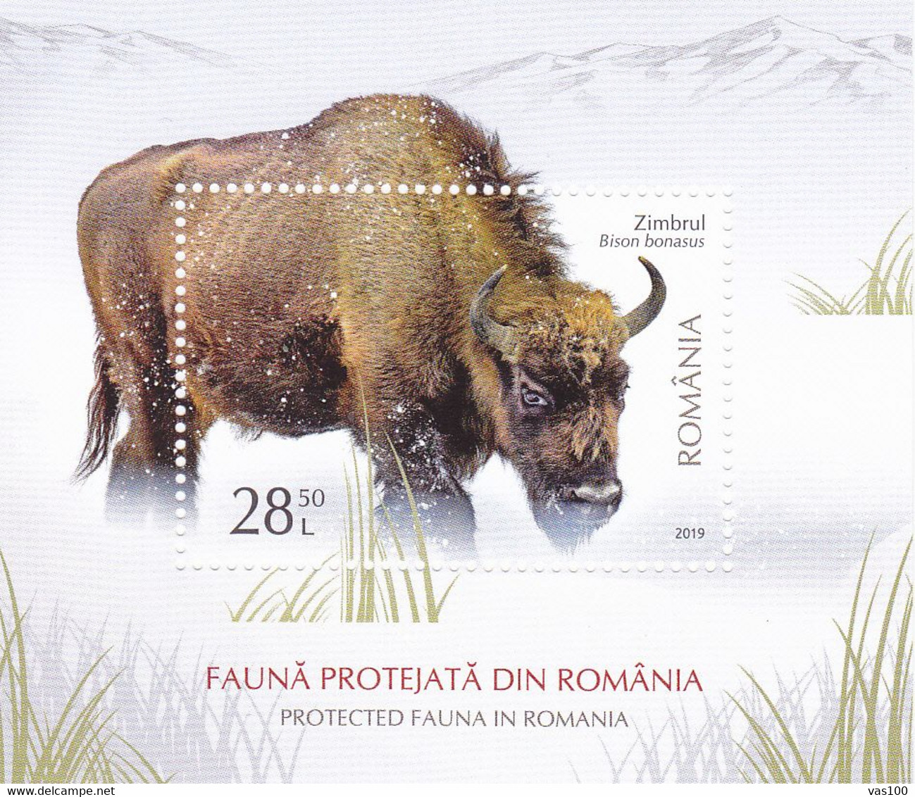 PROTECTED FAUNA IN ROMANIA,BISON,BLOCK 20219,MNH,ROMANIA. - Ganze Bögen