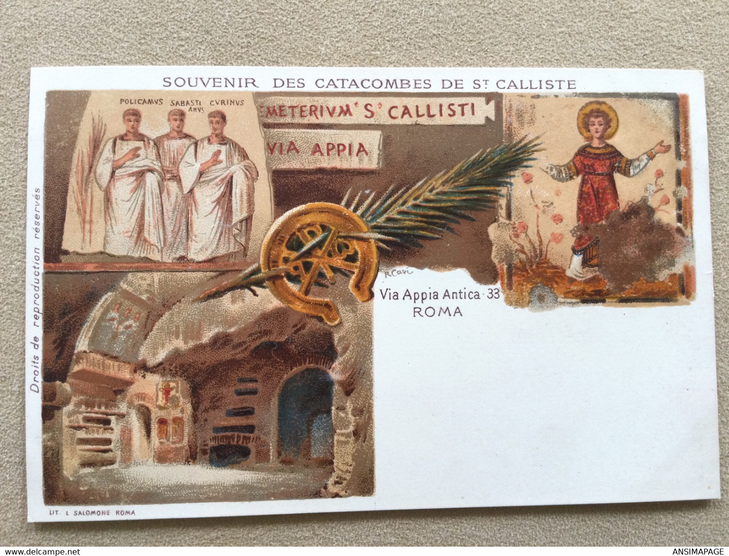 Lot de 7 CP:   Souvenir des catacombes de Saint Calliste- Roma