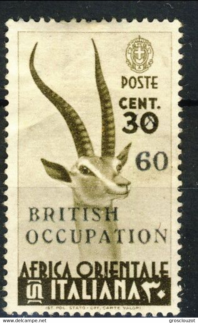 BRITISH OCCUPATION AOI 1941 N. 4/I C. 60 Su 30 SOVRASTAMPA NERA MH Cat € 1100 Firma A. Diena - Ongebruikt