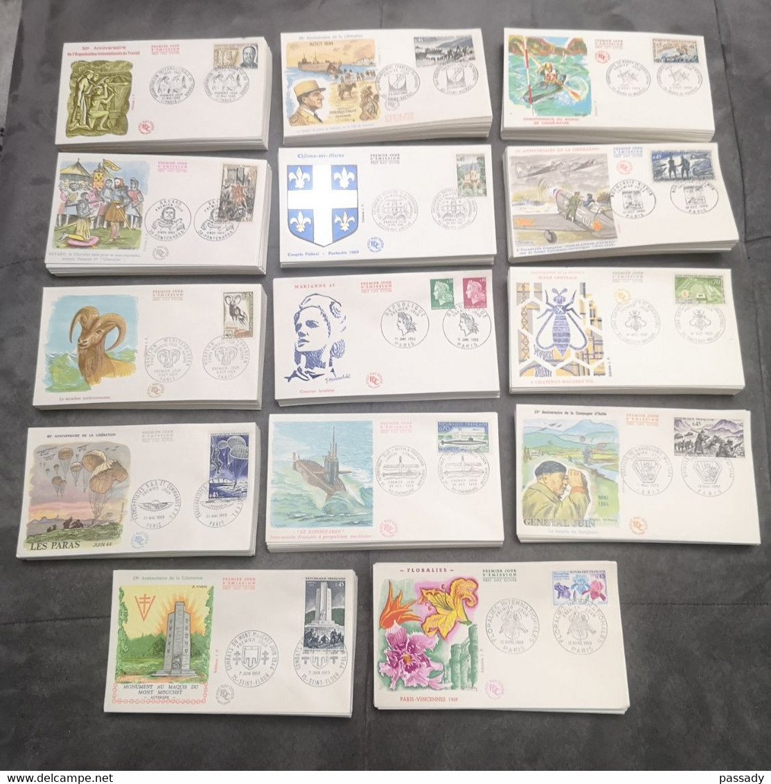 FRANCE FDC Lot 14 Enveloppes Année 1969 1er Jour - Collection Timbre Poste - 1960-1969