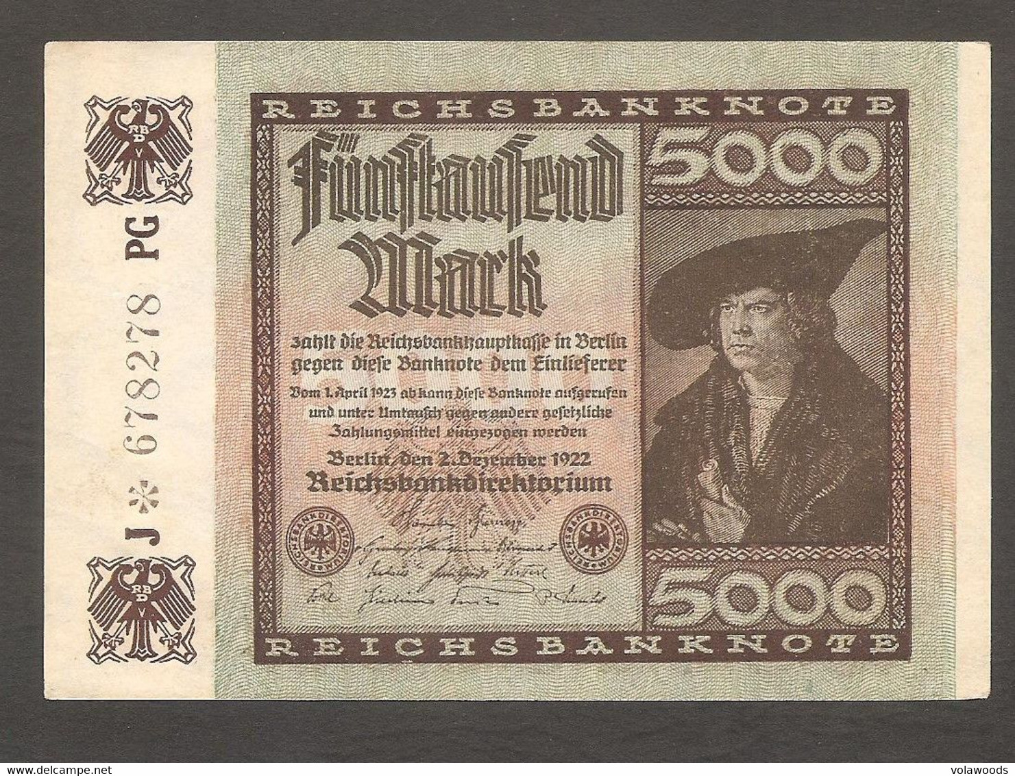 Germania - Banconota Non Circolata FdS Da 5000 Marchi P-81a - 1922 #17 - 5.000 Mark