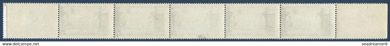 France 1948 Nancy N°822** Bande De 5 Avec Variété D'essuyage Sur Le 3e Timbre Signé Calves - Unused Stamps