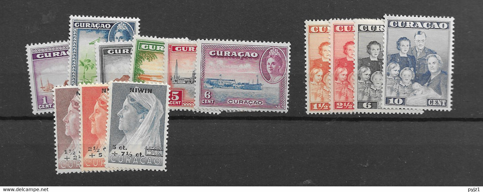 1943 MH Curacao NVPH 158-67, 182-84 - Niederländische Antillen, Curaçao, Aruba