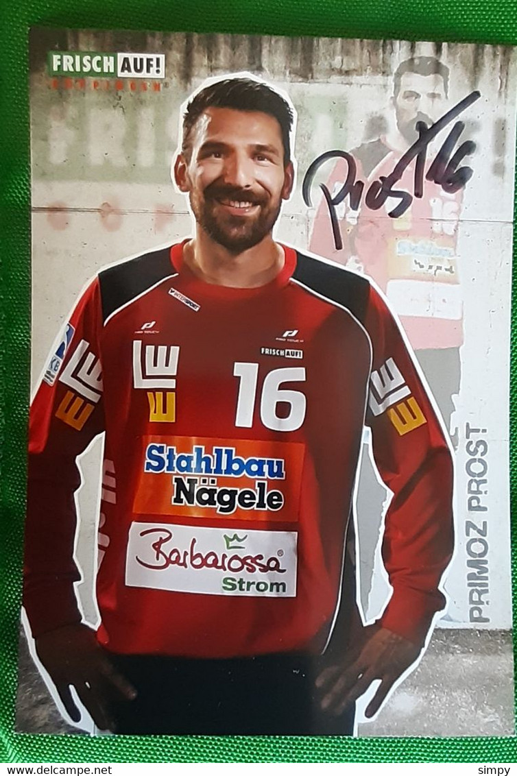 Primoz Prost Slovenian Player Handball Card With Autograph Handball Club FRISCH AUF Goppingen Germany - Handball