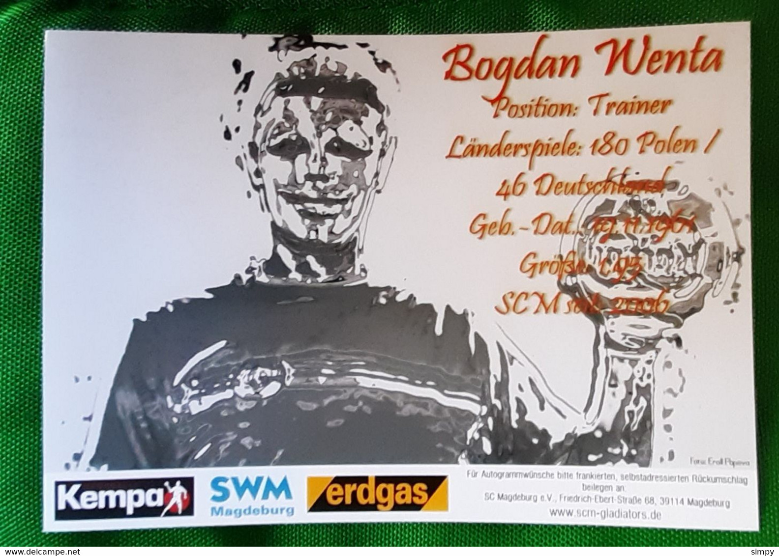 BOGDAN WENTA Poland Trainer Handball Card With Autograph Handball Club Magdeburg 2006/2007 Germany - Pallamano