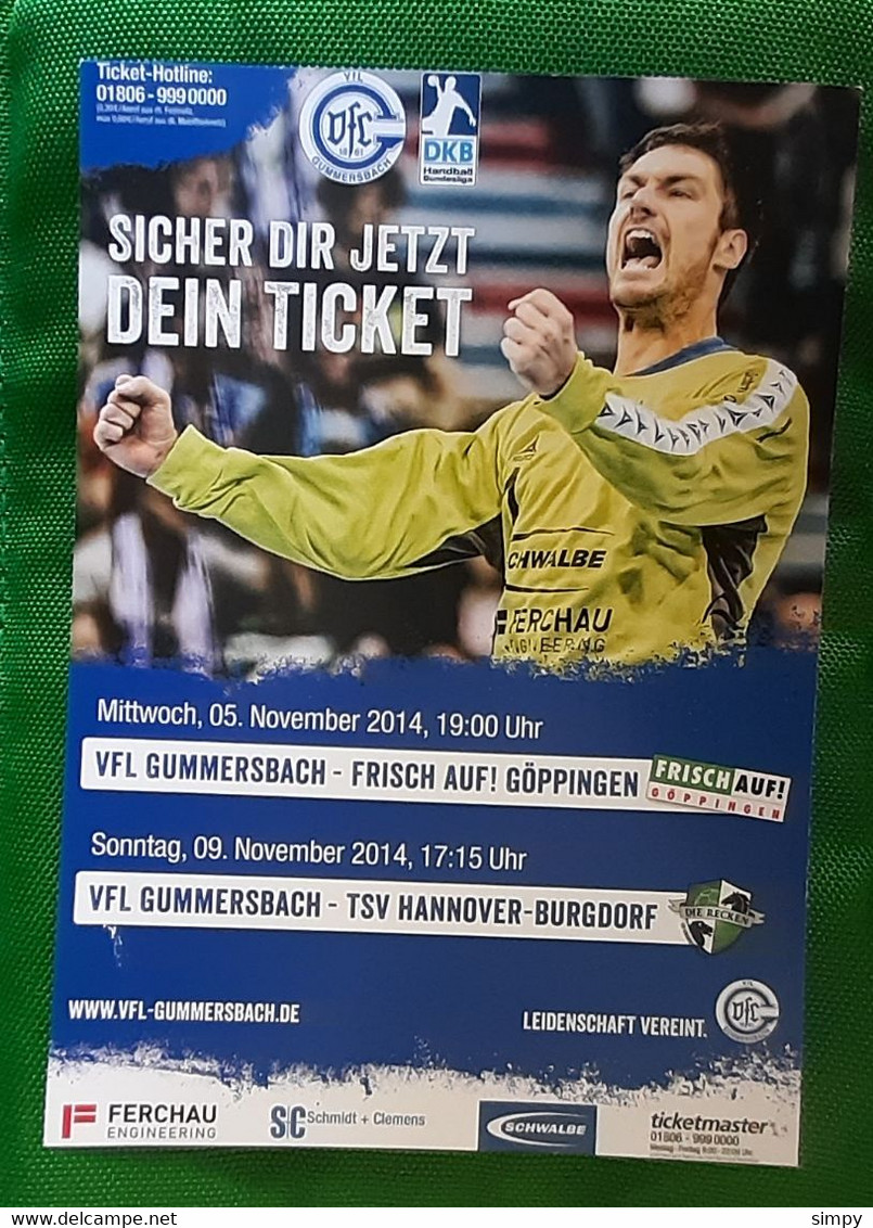 Handball Card Handball Club VFL GUMMERSBACH 2014/2015  Germany - Handball