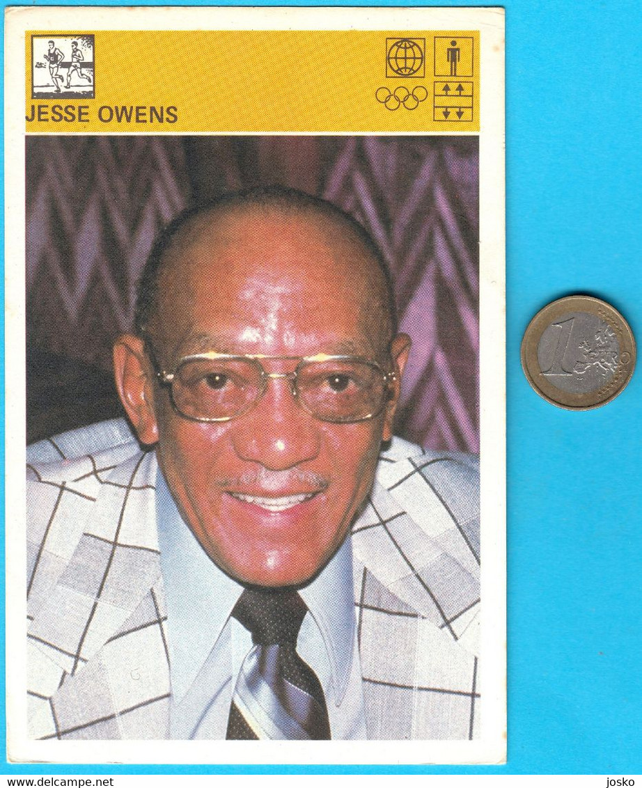 JESSE OWENS (Usa) 4 Gold Medals At The 1936 Olympic Games * Yugoslav Card * Athletics Athletisme Leichtathletik Atletica - Trading Cards