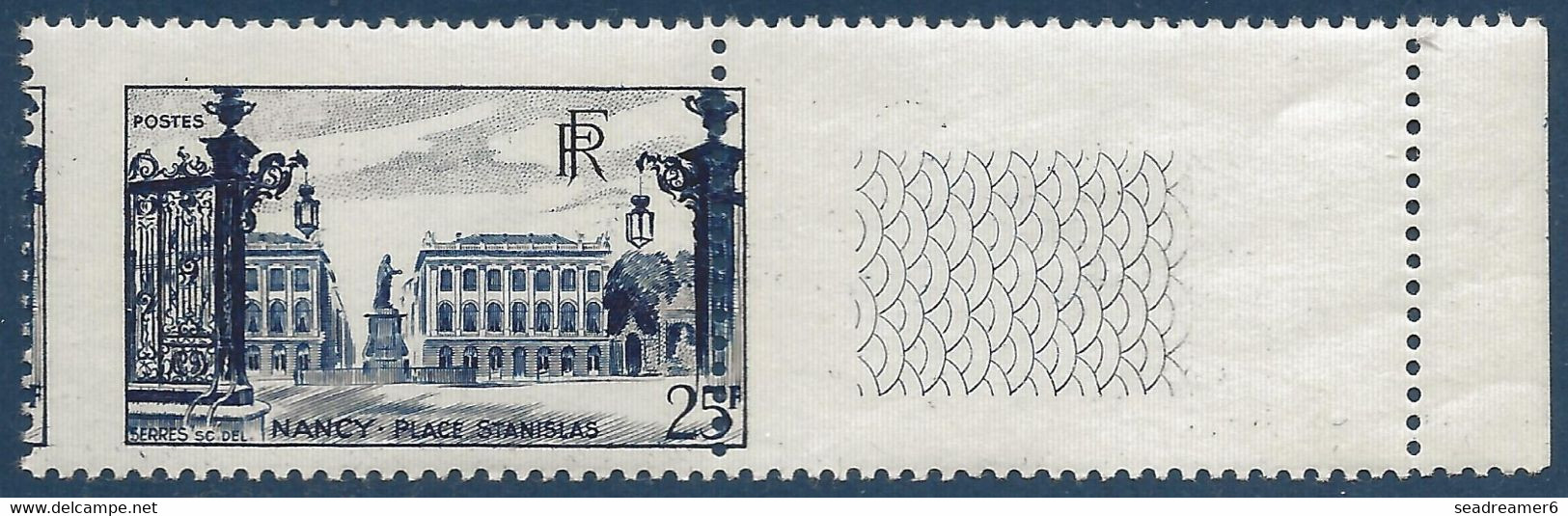 France 1948 Nancy N°822** BDFeuille Variété De Piquage à Cheval TTB Signé Calves - Unused Stamps