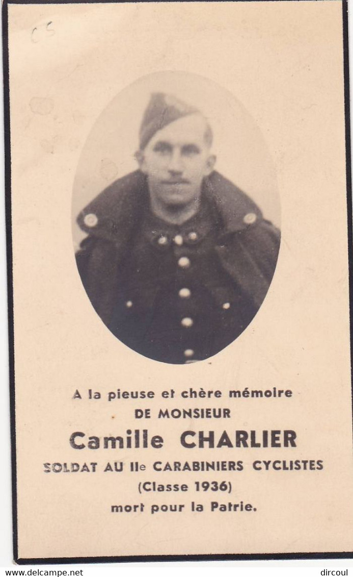 47914 -   Image Pieuse -  Soldat Au II  CARABINIERS CYCLISTES - Brume  Trois-ponts  1916 -  Prenzlau   1940 Militaria - Trois-Ponts
